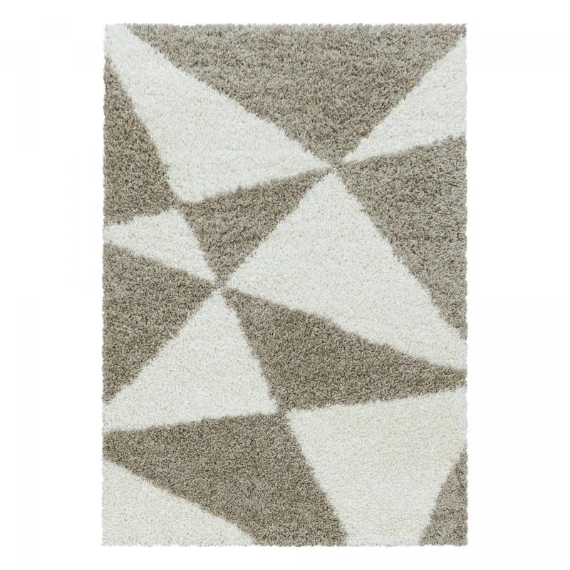 Tapis Shaggy Beige Ta en Polypropylène 120x120 cm – Jadorel