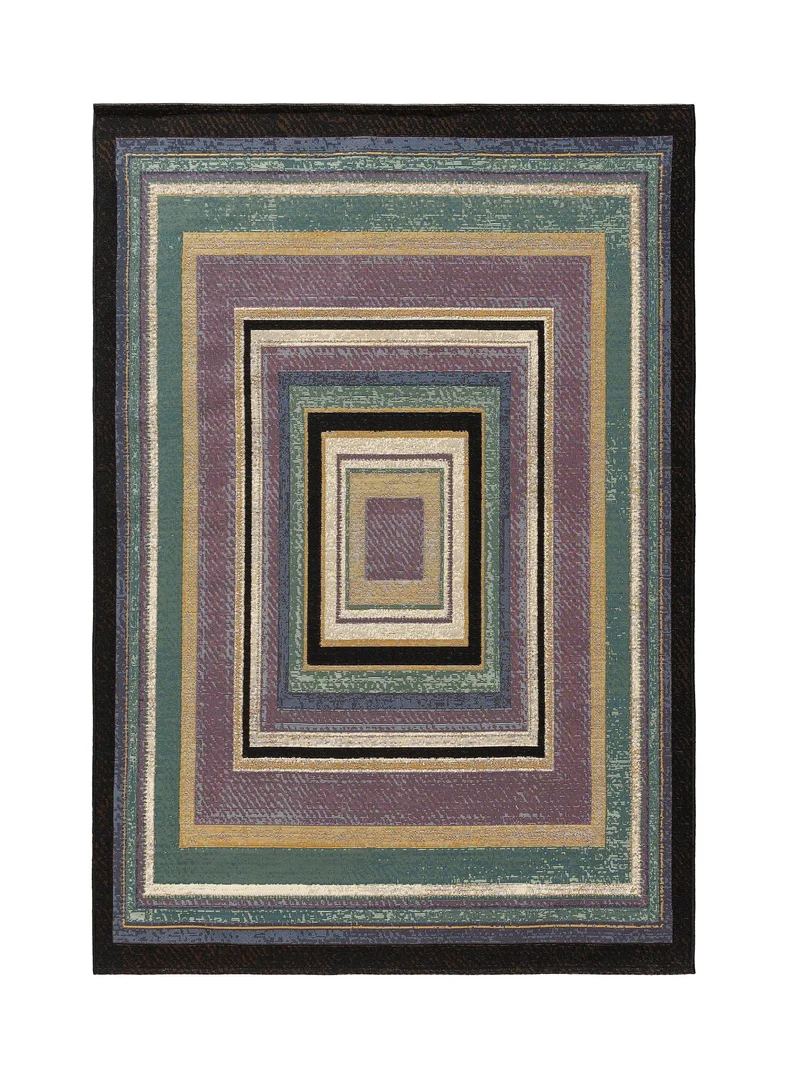 Tapis ethnique géométrique multicolore d'intérieur et d'extérieur 80x165 cm