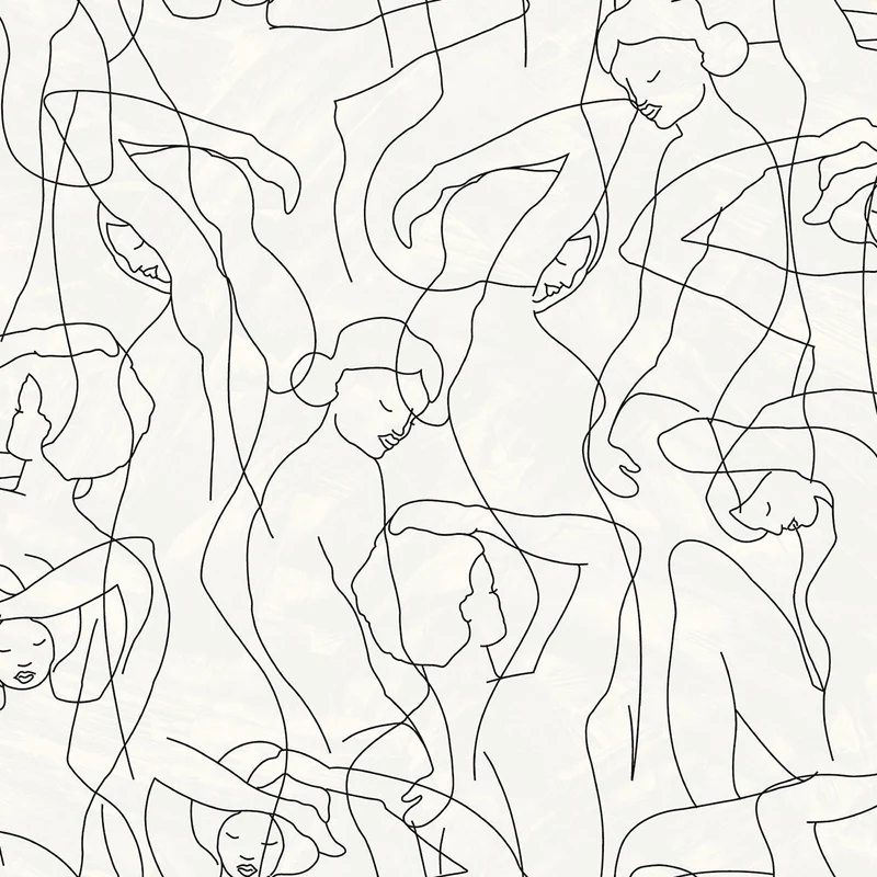 Papier peint dessin minimaliste blanc Hommage aux femmes (Collection Empreinte)