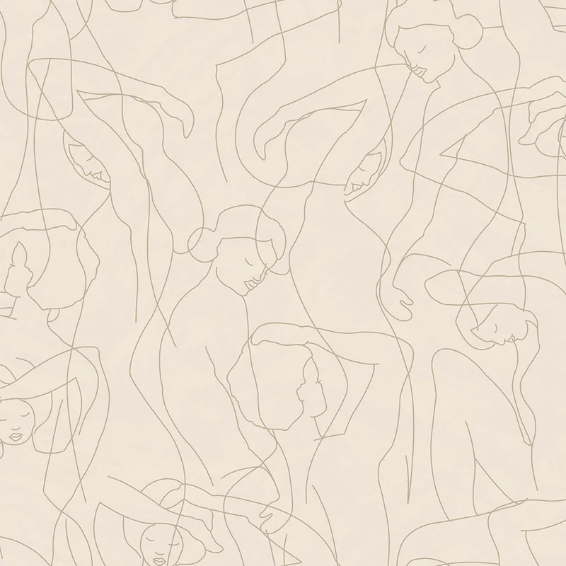 Papier peint dessin minimaliste crème Hommage aux femmes (Collection Empreinte)