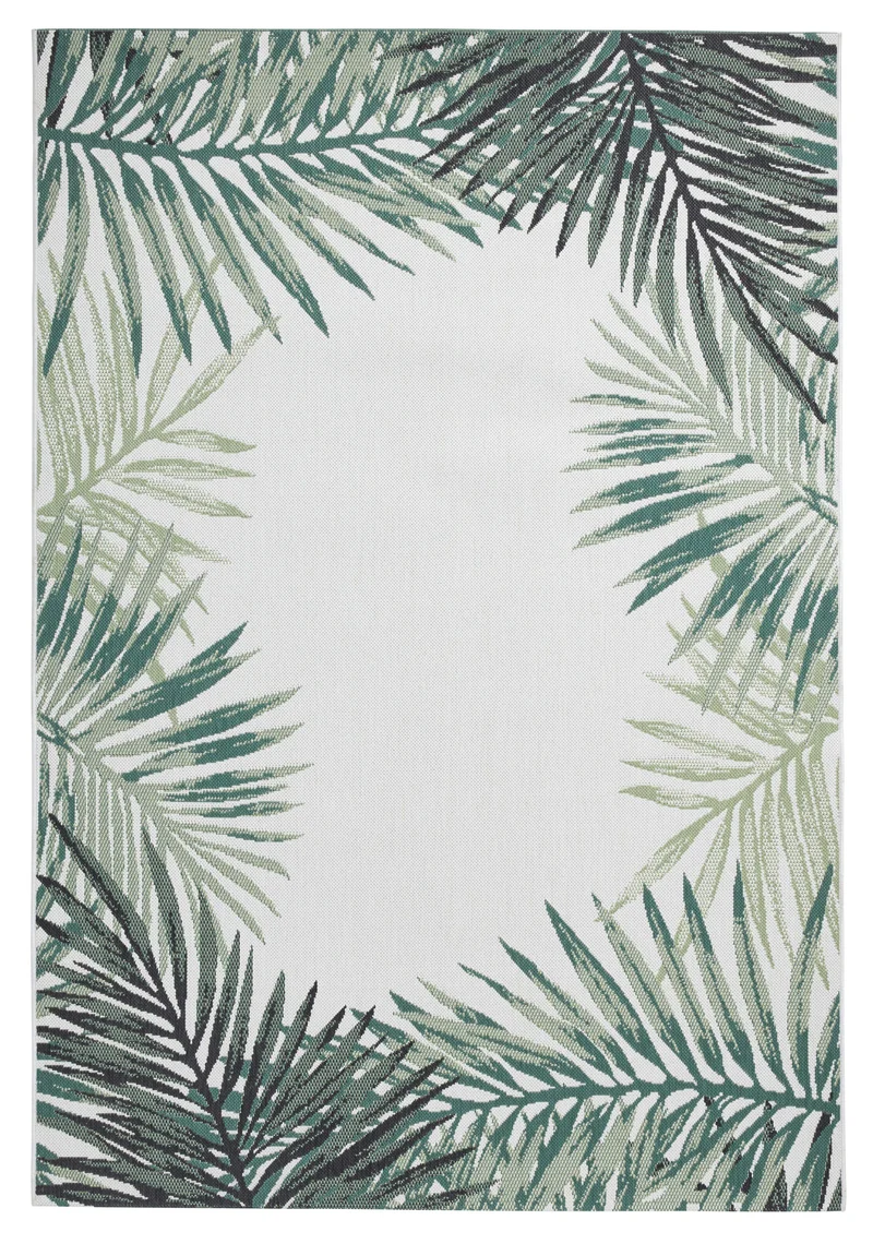 Tapis Extérieur vert motif Floral MIAMI 19435