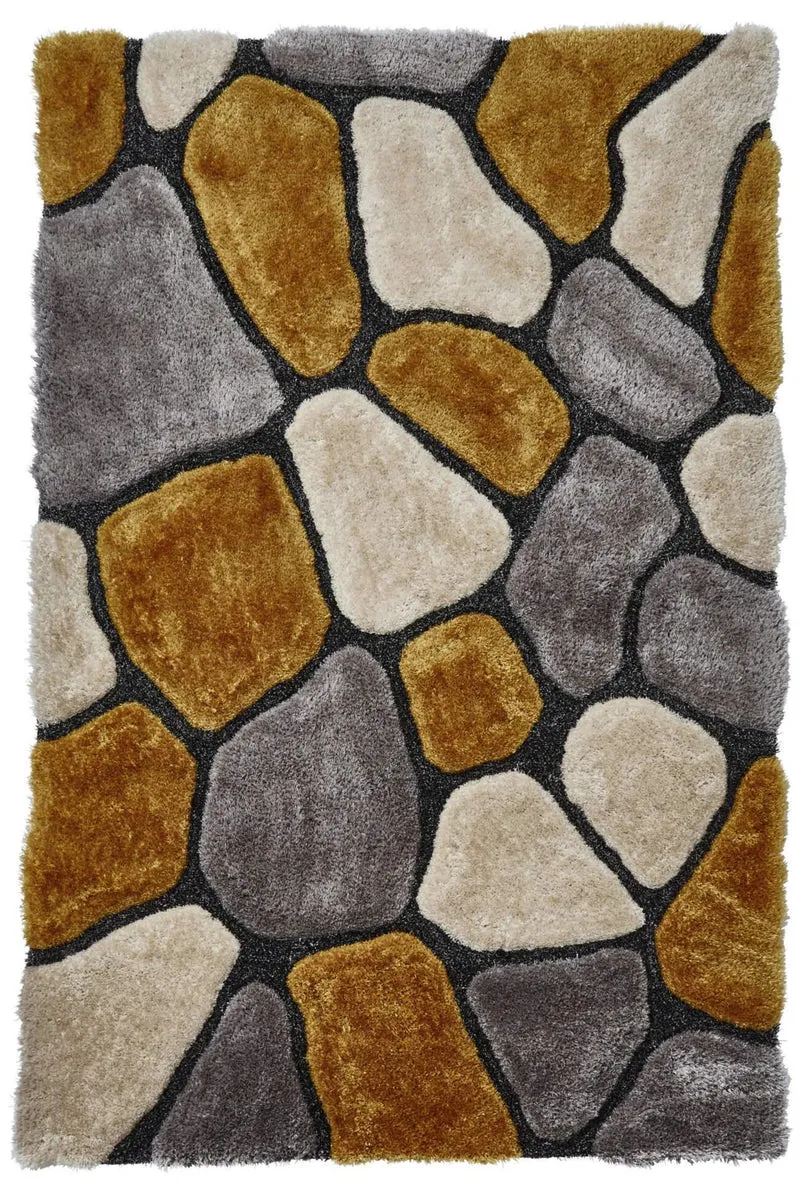 Tapis fait main shaggy jaune et gris NOBLE HOUSE NH5858