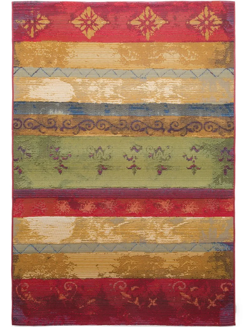 Tapis patchwork vintage multicolore d'intérieur et d'extérieur 80x165 cm