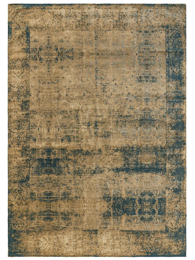Tapis oriental vintage beige et noir 80x165 cm