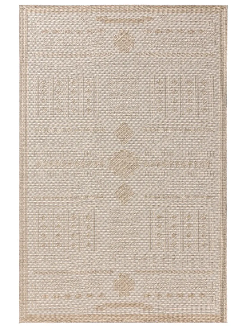 Tapis géométrique motif bohème beige d'intérieur et d'extérieur 140x200 cm