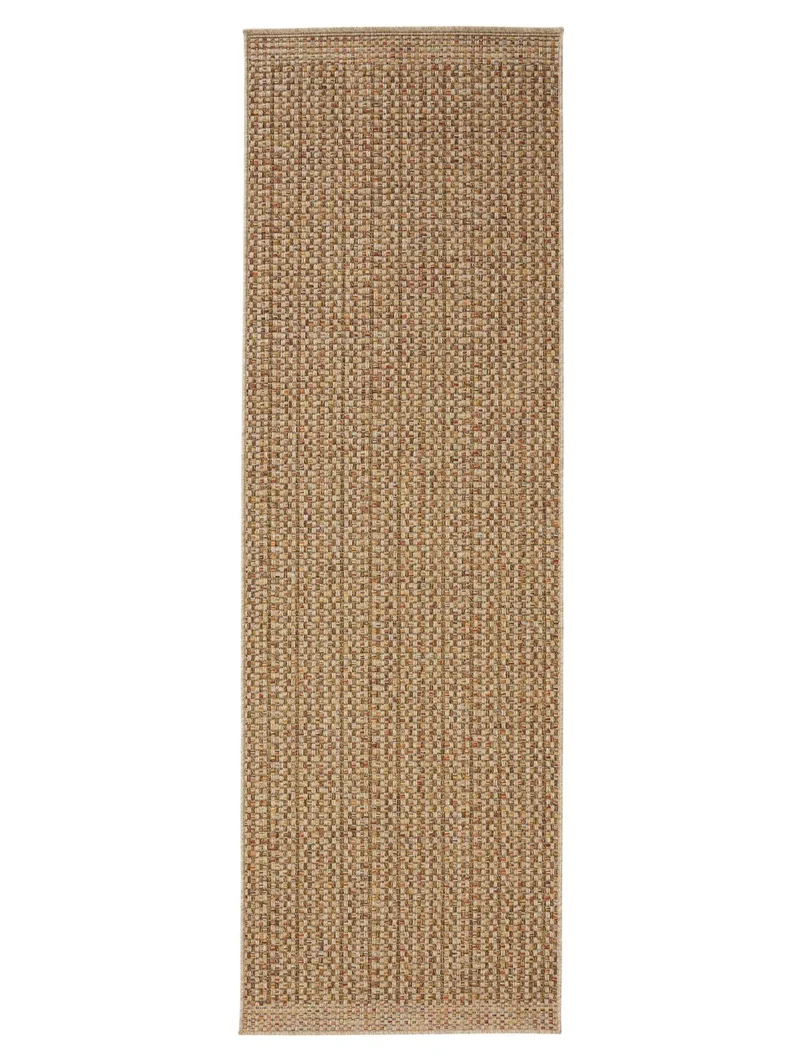 Tapis scandinave tressé de couloir marron d'intérieur et d'extérieur 80x240 cm