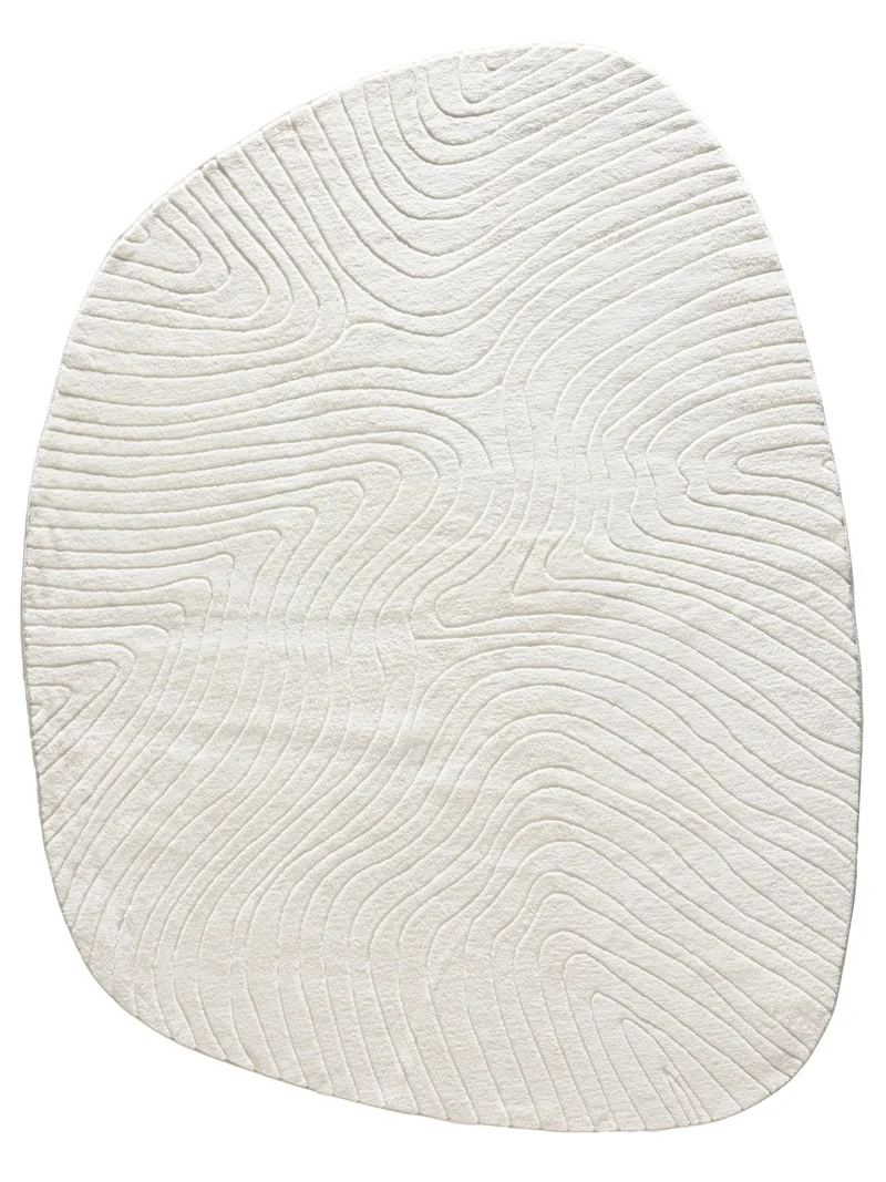 Tapis moderne géométrique ovale blanc 230x310 cm