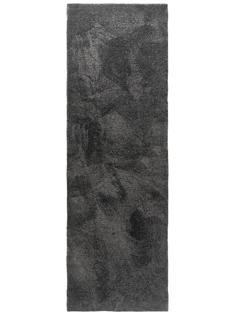Tapis shaggy épais de couloir noir 80x250 cm