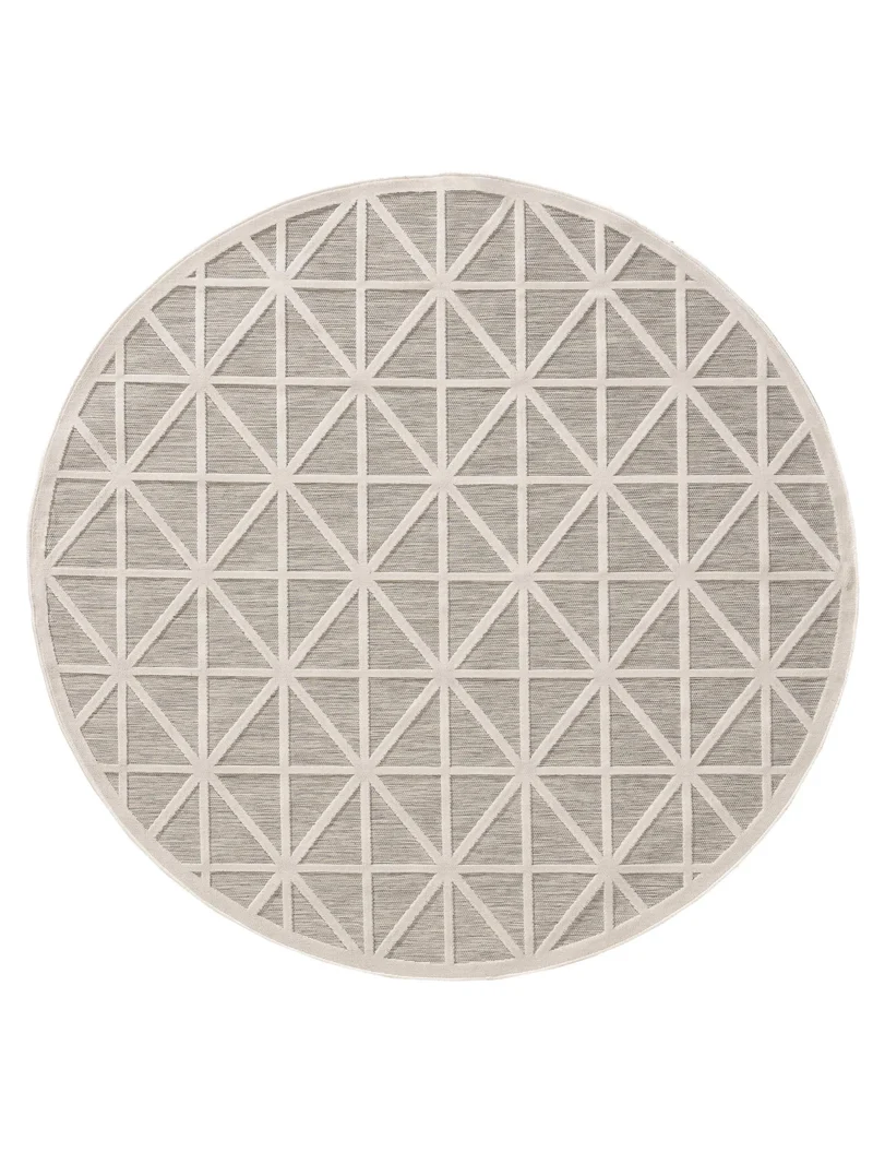 Tapis géométrique losange rond gris d'intérieur et d'extérieur 200 cm de diamètre
