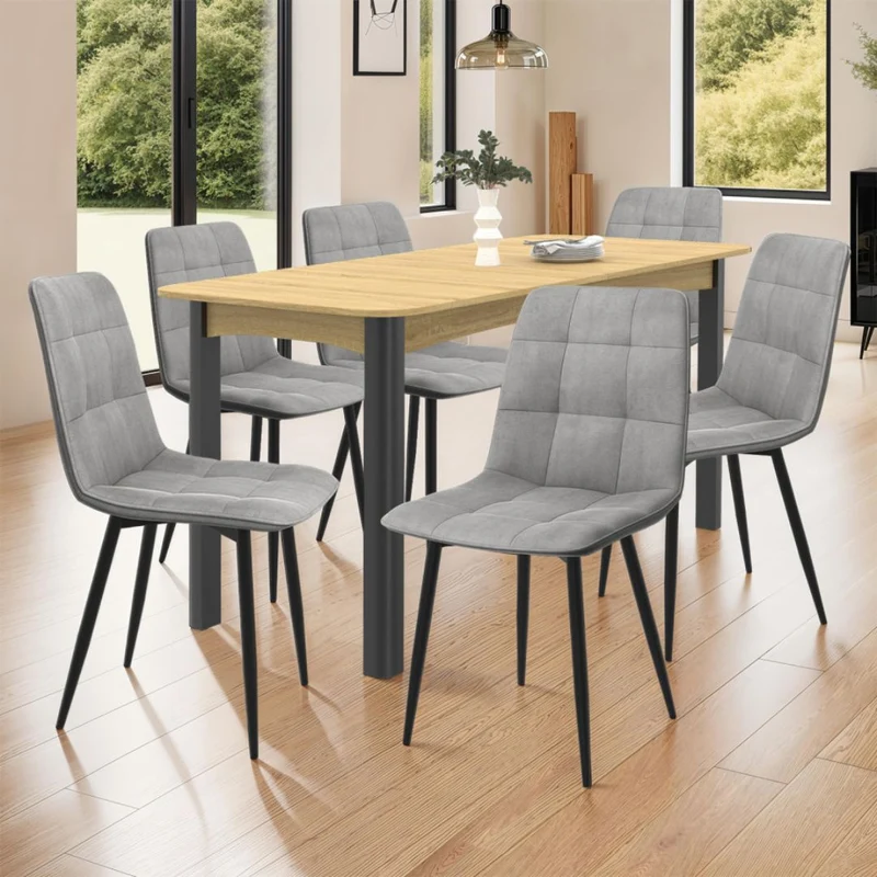 Lot de 6 chaises Linda Gris clair