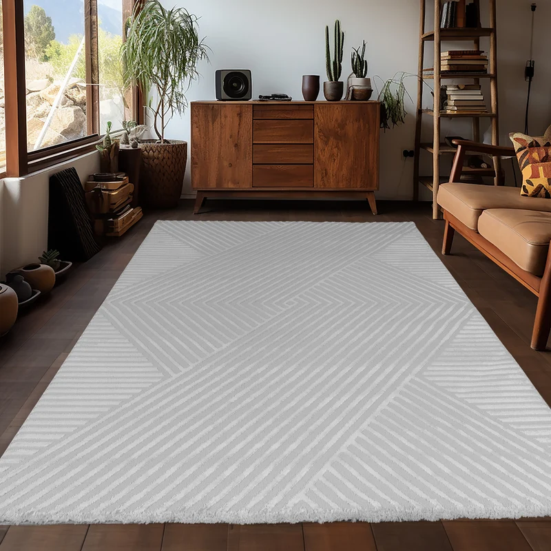 OIA - Tapis moderne à motif géométrique et nuances ton sur ton - OIA1115SIL