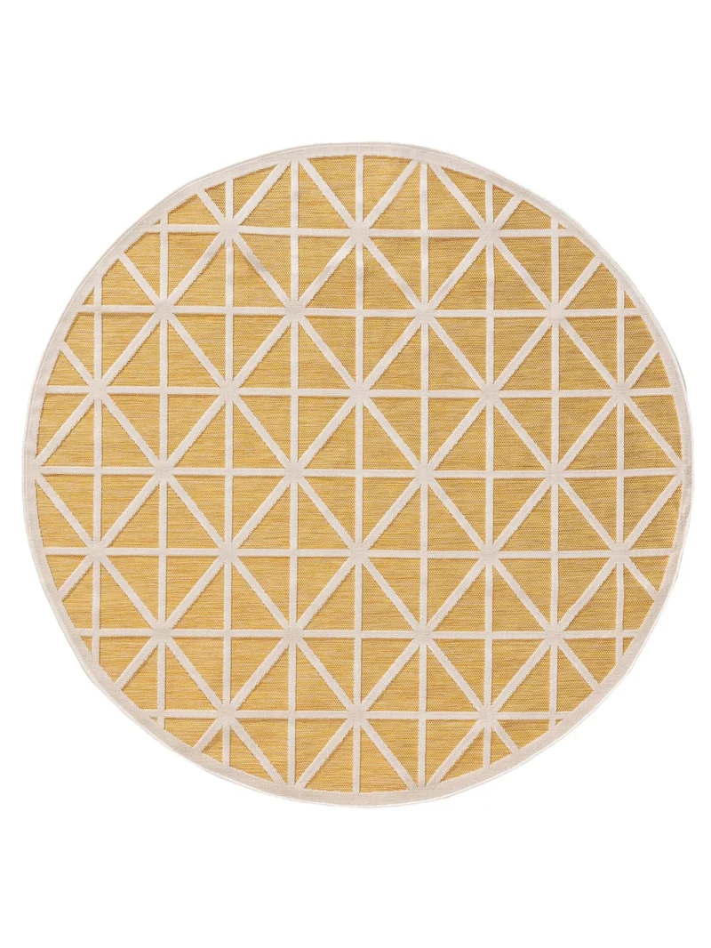 Tapis géométrique losange rond orange d'intérieur et d'extérieur 200 cm de diamètre