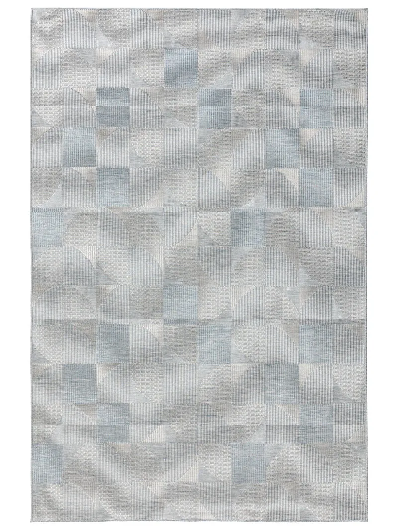 Tapis géométrique motif patchwork bleu d'intérieur et d'extérieur 200x290 cm