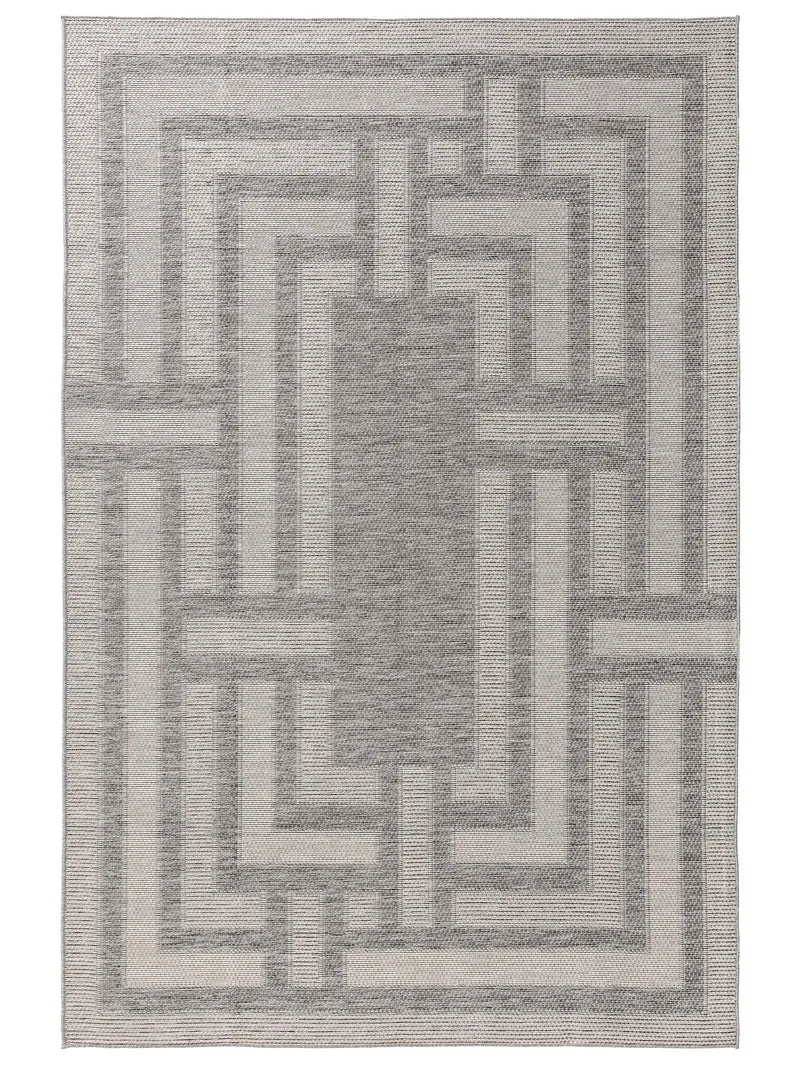 Tapis géométrique motif labyrinthe gris d'intérieur et d'extérieur 300x400 cm