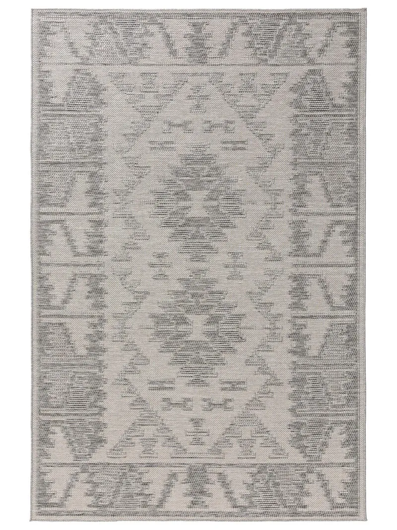 Tapis géométrique motif ethnique gris d'intérieur et d'extérieur 200x290 cm