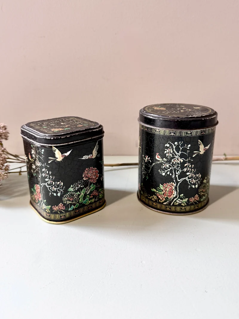 Boîtes métalliques de petites tailles, décor asiatique - lot de 2