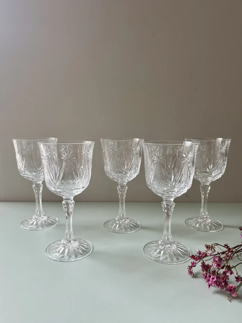 Verres à vin en cristal/ lot de 5