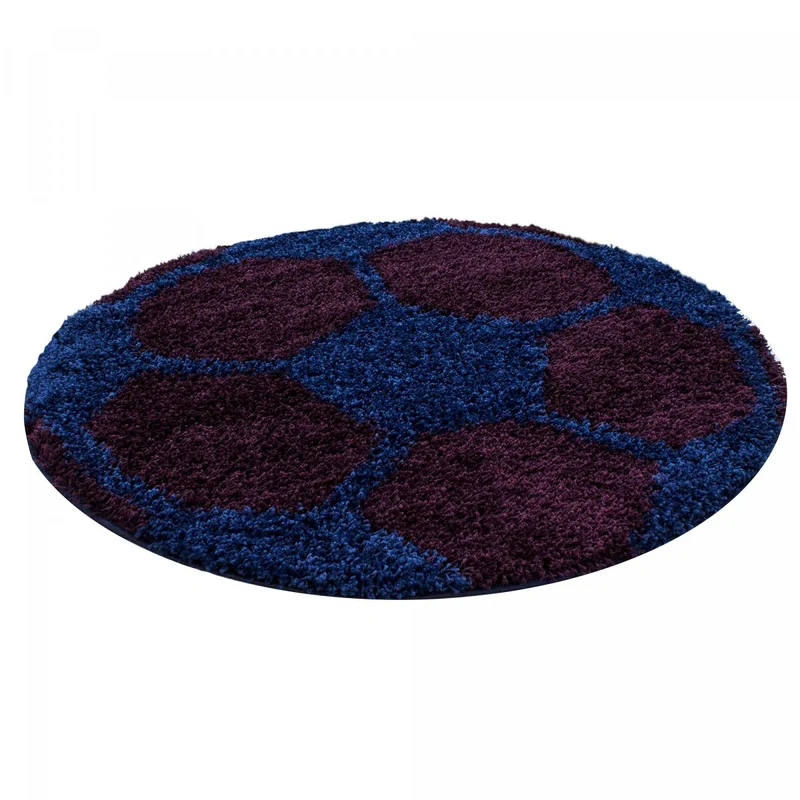 Tapis Enfant Rond Bleu Motif Football 100x100 cm – Jadorel