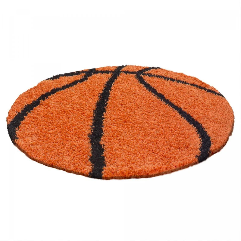 Tapis Enfant Rond Orange Motif Football 100x100 cm – Jadorel