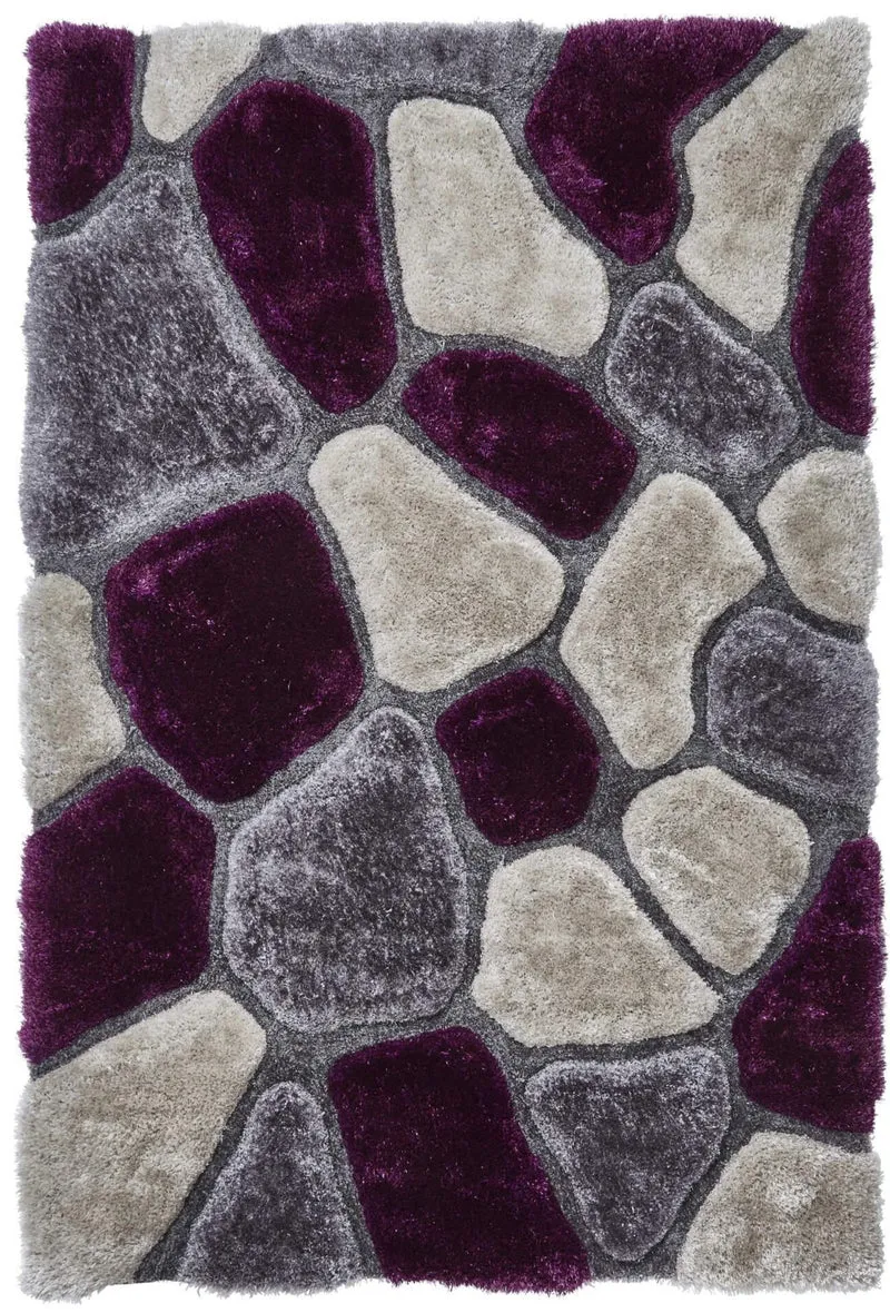 Tapis Graphique gris et violet shaggy NOBLE HOUSE NH5858