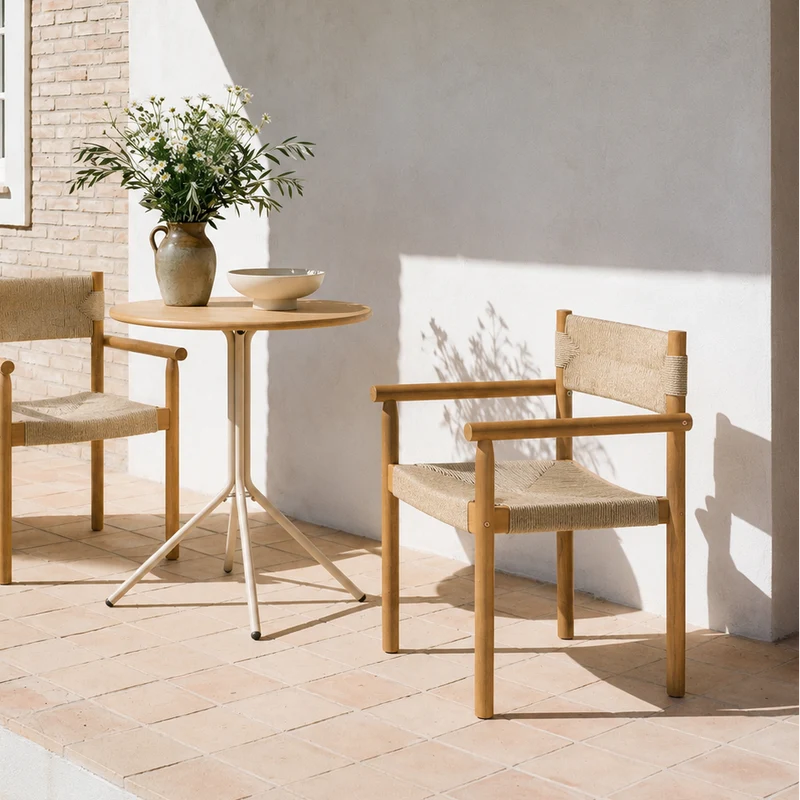 Lot de 2 chaises de jardin Nordlys en acacia massif et corde OVALLE