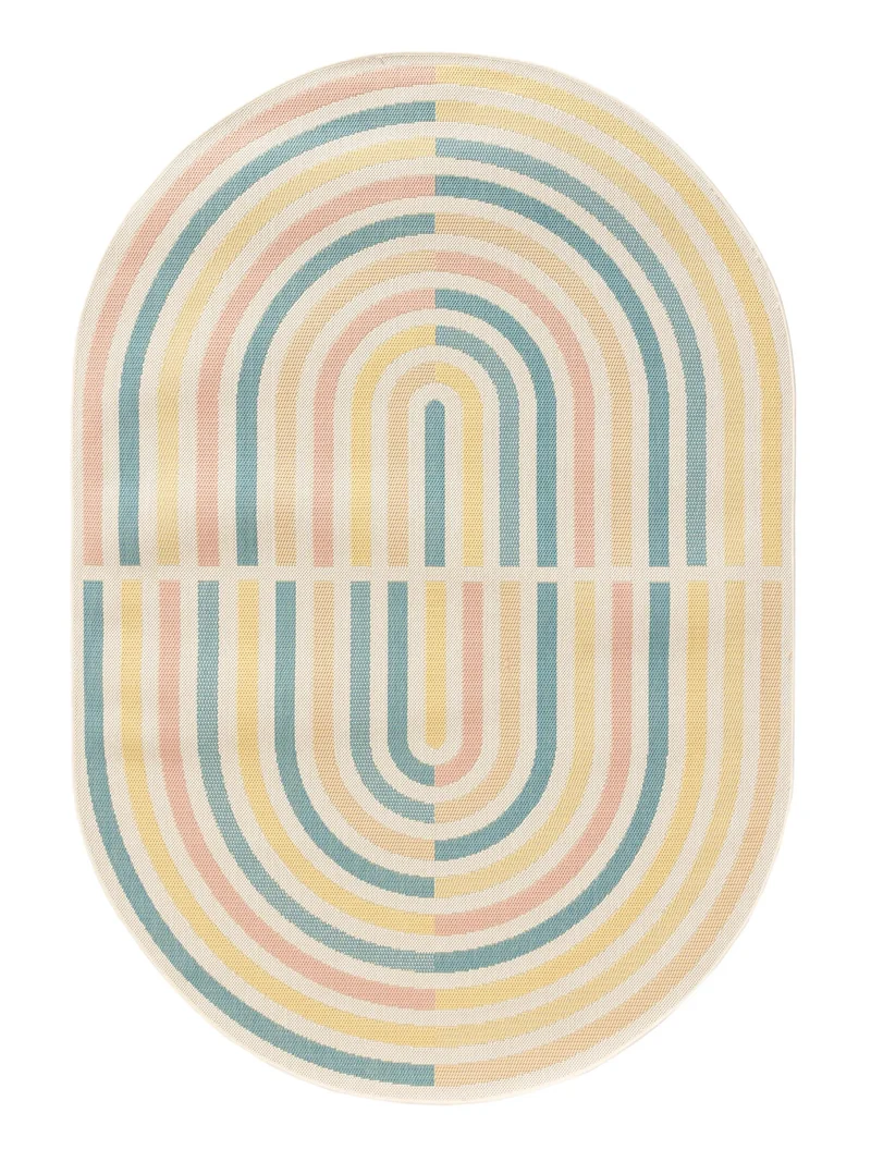 Tapis géométrique design ovale multicolore d'intérieur et d'extérieur 160x229 cm