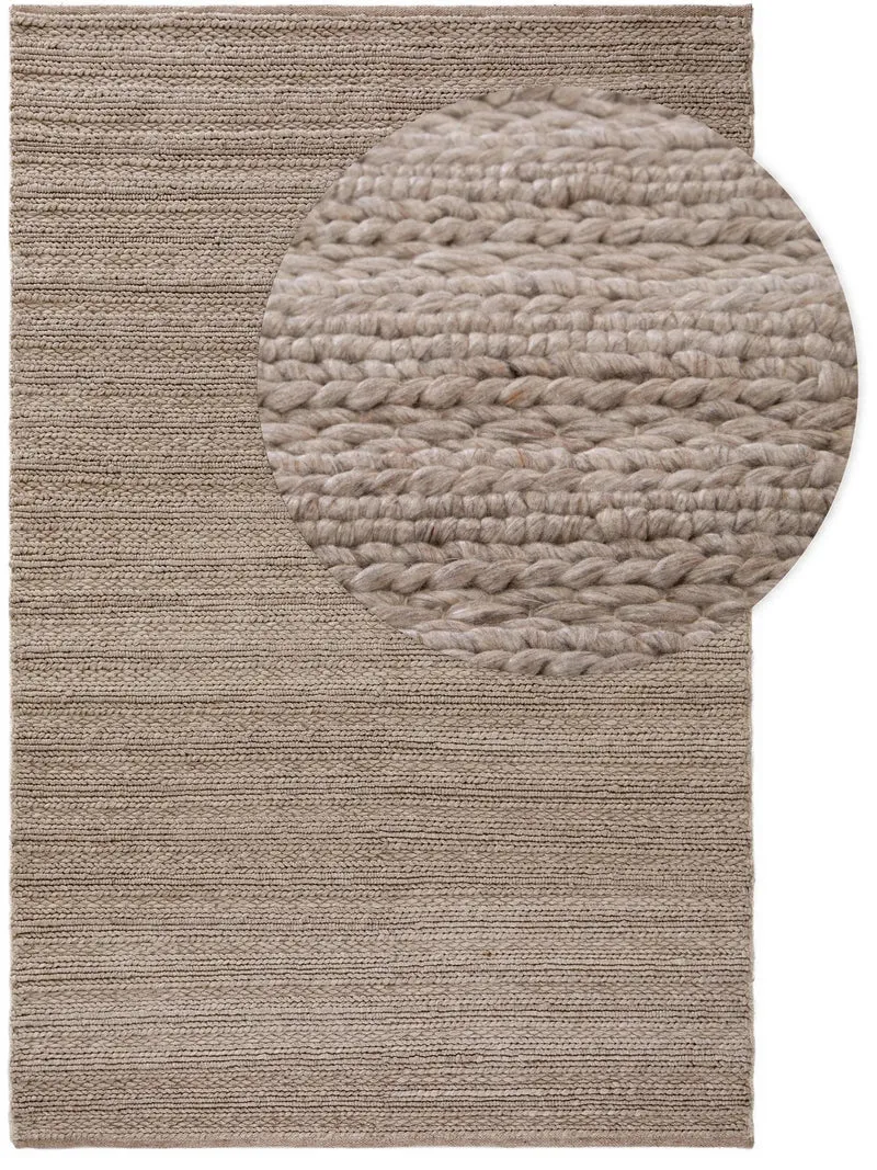Tapis scandinave tressé marron en laine 200x300 cm
