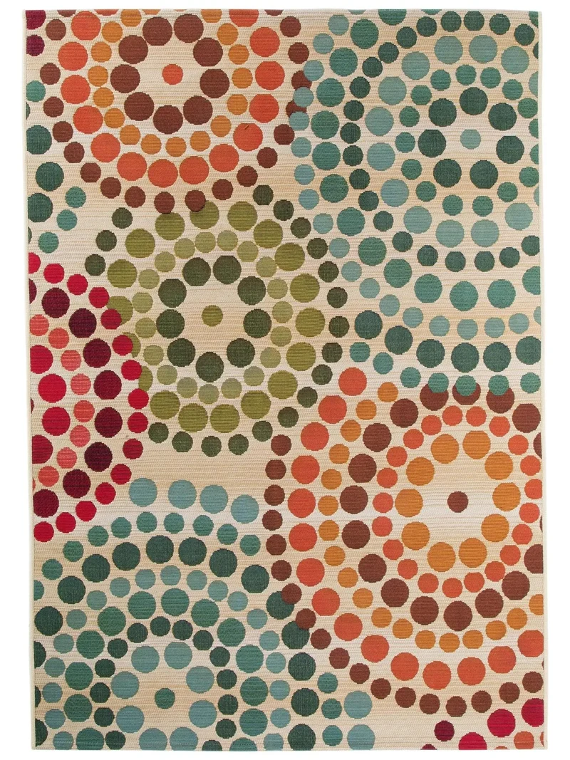 Tapis contemporain motif mosaique beige et multicolore d'intérieur et d'extérieur 160x235 cm