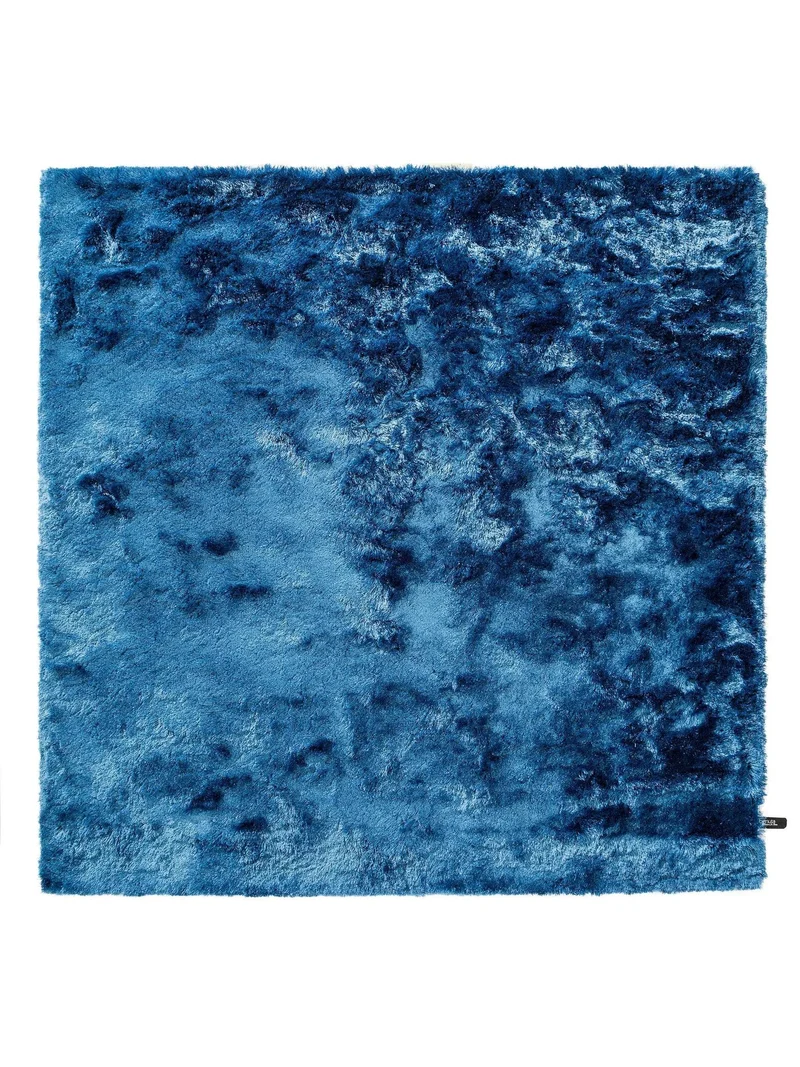 Tapis shaggy fourrure carré bleu 200x200 cm