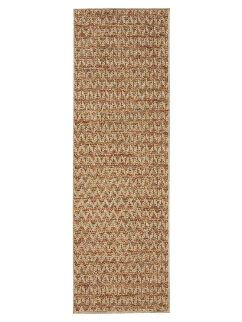 Tapis scandinave motif géométrique de couloir marron d'intérieur et d'extérieur 80x240 cm