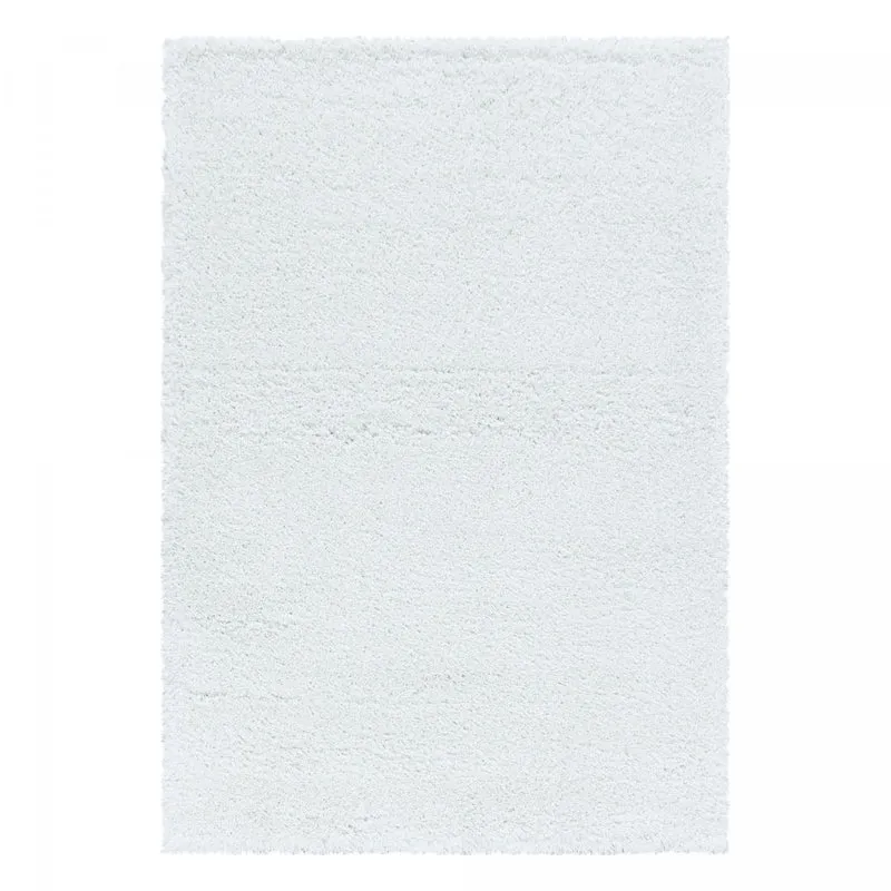 Tapis Shaggy Blanc Flu en Polypropylène 120x120 cm – Jadorel