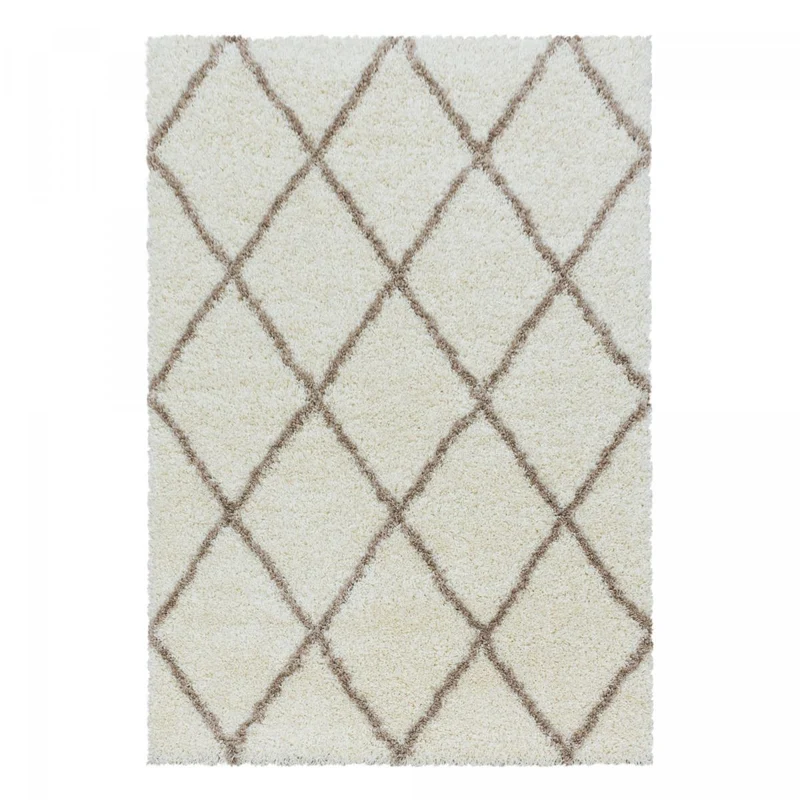 Tapis Shaggy Écru Style Berbère Al en Polypropylène 120x120 cm – Jadorel