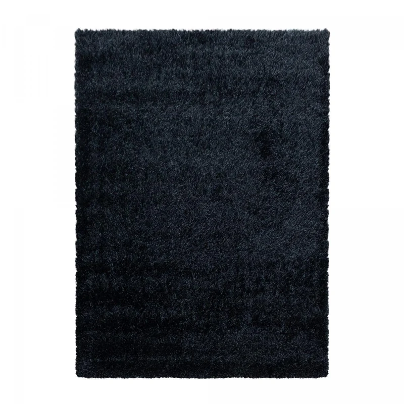 Tapis Shaggy Noir Haute Densité 120x120 cm – Royaume du Tapis