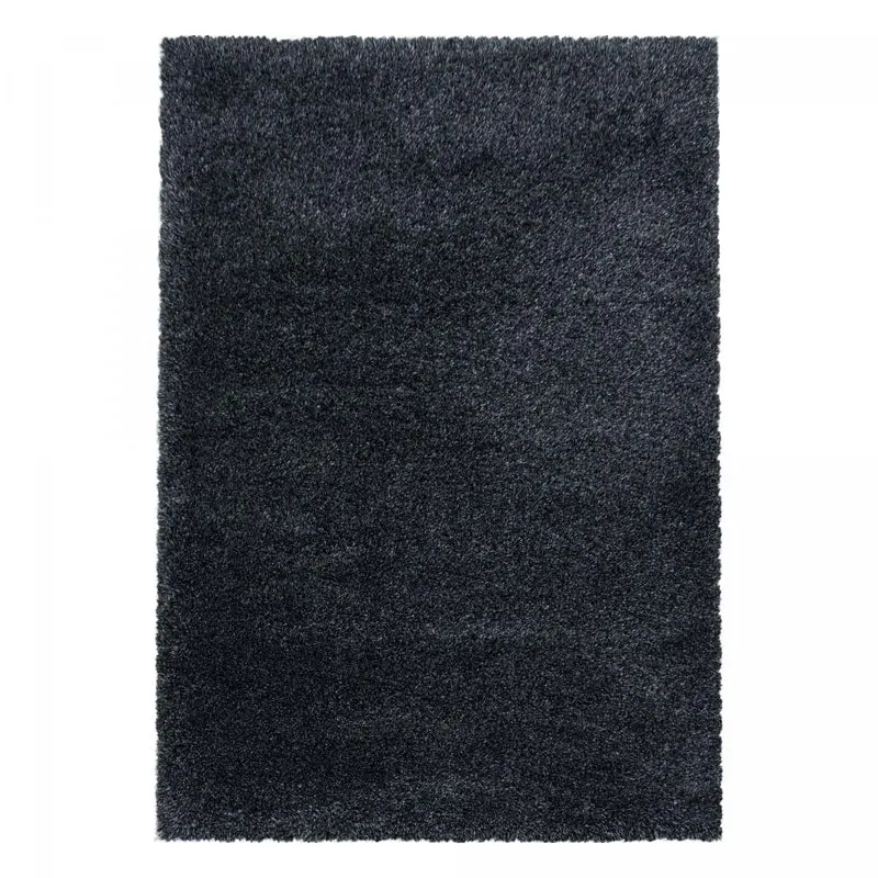 Tapis Shaggy Noir Flu en Polypropylène 120x120 cm – Jadorel