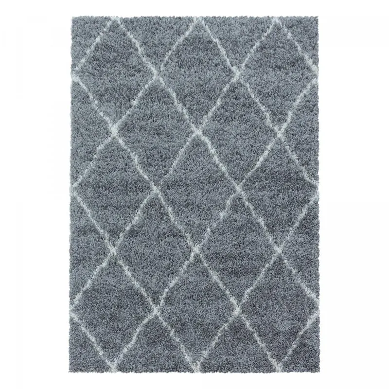 Tapis Shaggy Gris Style Berbère Al en Polypropylène 120x120 cm – Jadorel