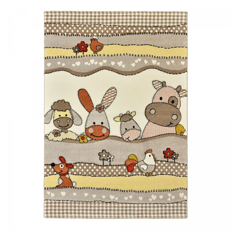Tapis Enfant Beige Farmfam en Polypropylène 120x170 cm – Jadorel