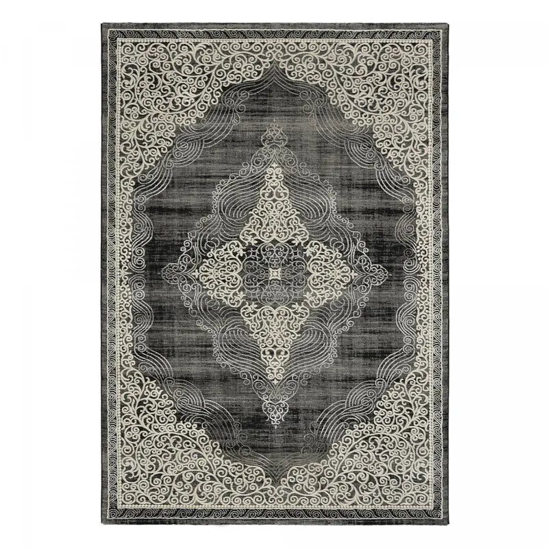 Tapis Style Orient Noir Medarond en Polypropylène 120x170 cm – Jadorel