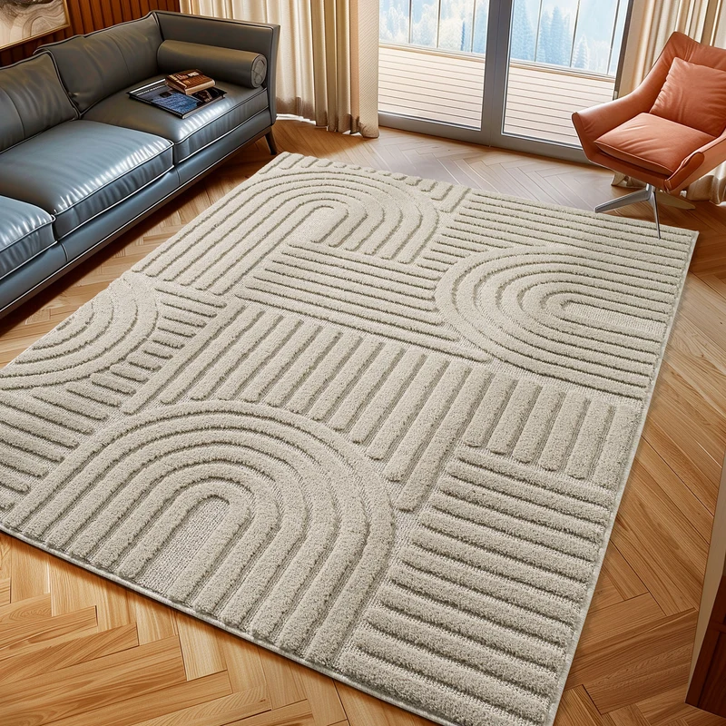 TURIN - tapis rectangulaire design en relief - TUR1121BEI