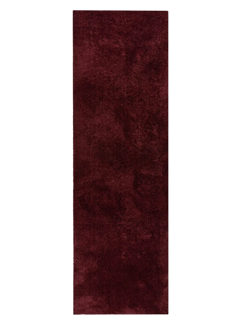 Tapis shaggy uni de couloir bordeaux 80x250 cm