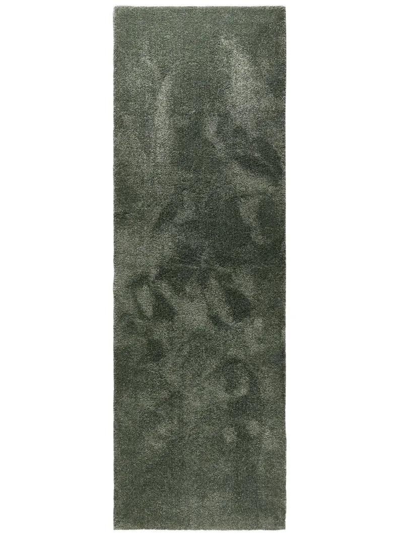 Tapis shaggy épais de couloir vert foncé 80x250 cm