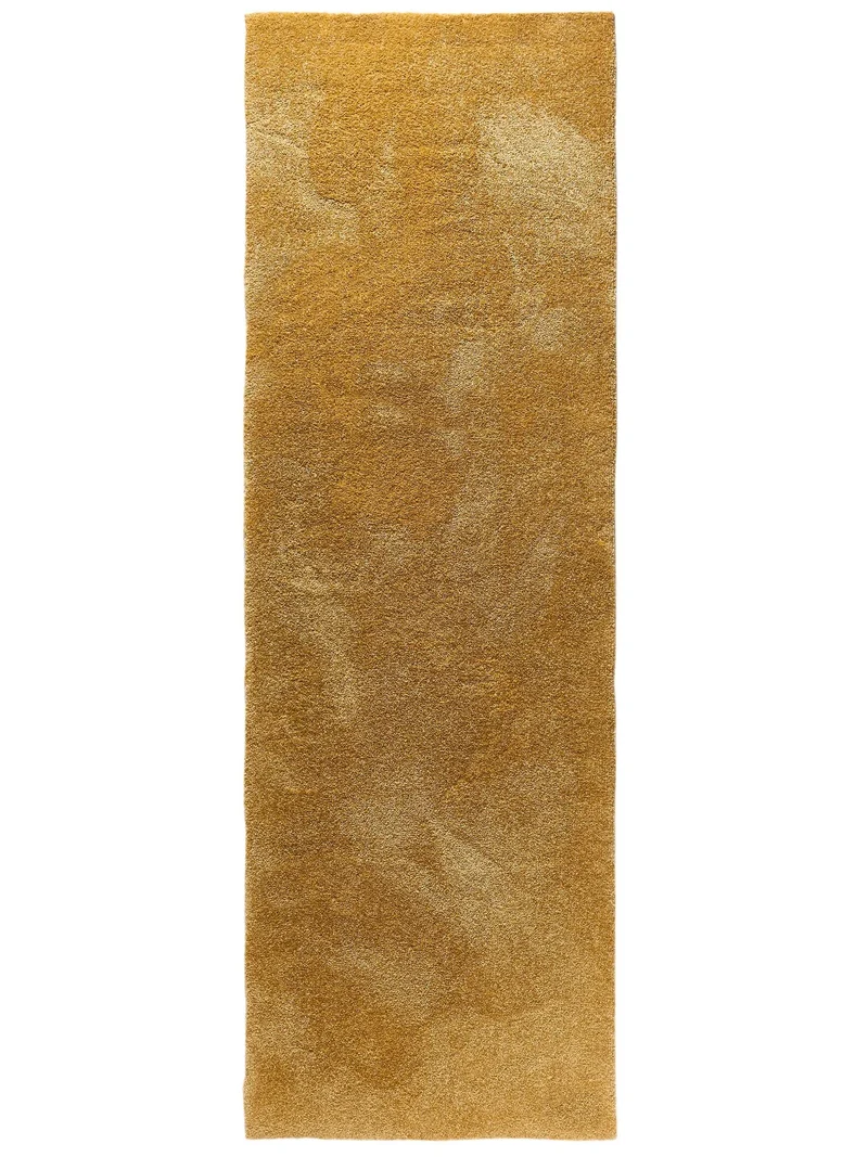 Tapis shaggy épais de couloir jaune 80x250 cm