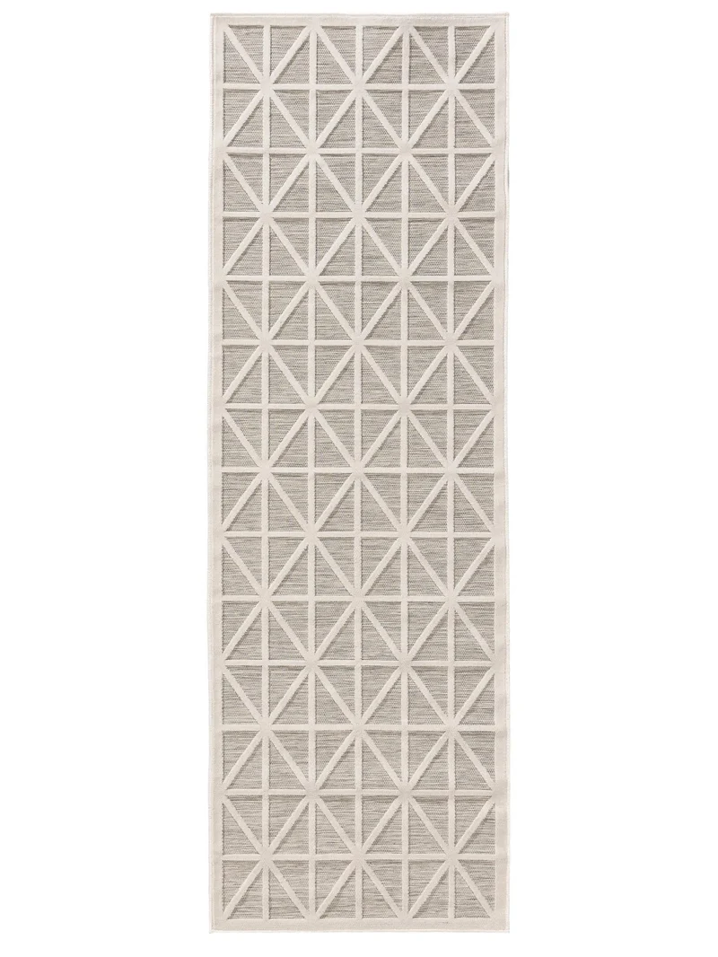 Tapis géométrique losange de couloir gris d'intérieur et d'extérieur 80x250 cm