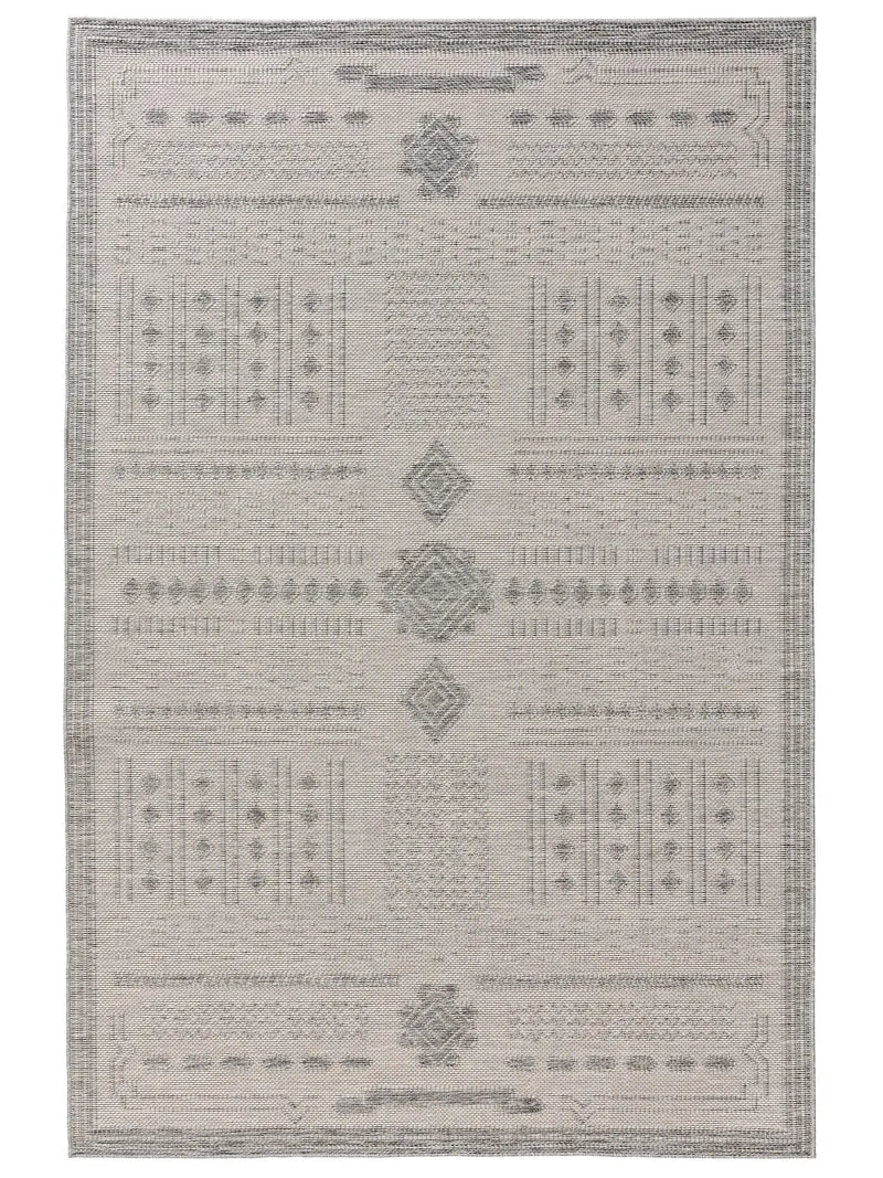 Tapis géométrique motif bohème gris d'intérieur et d'extérieur 120x170 cm