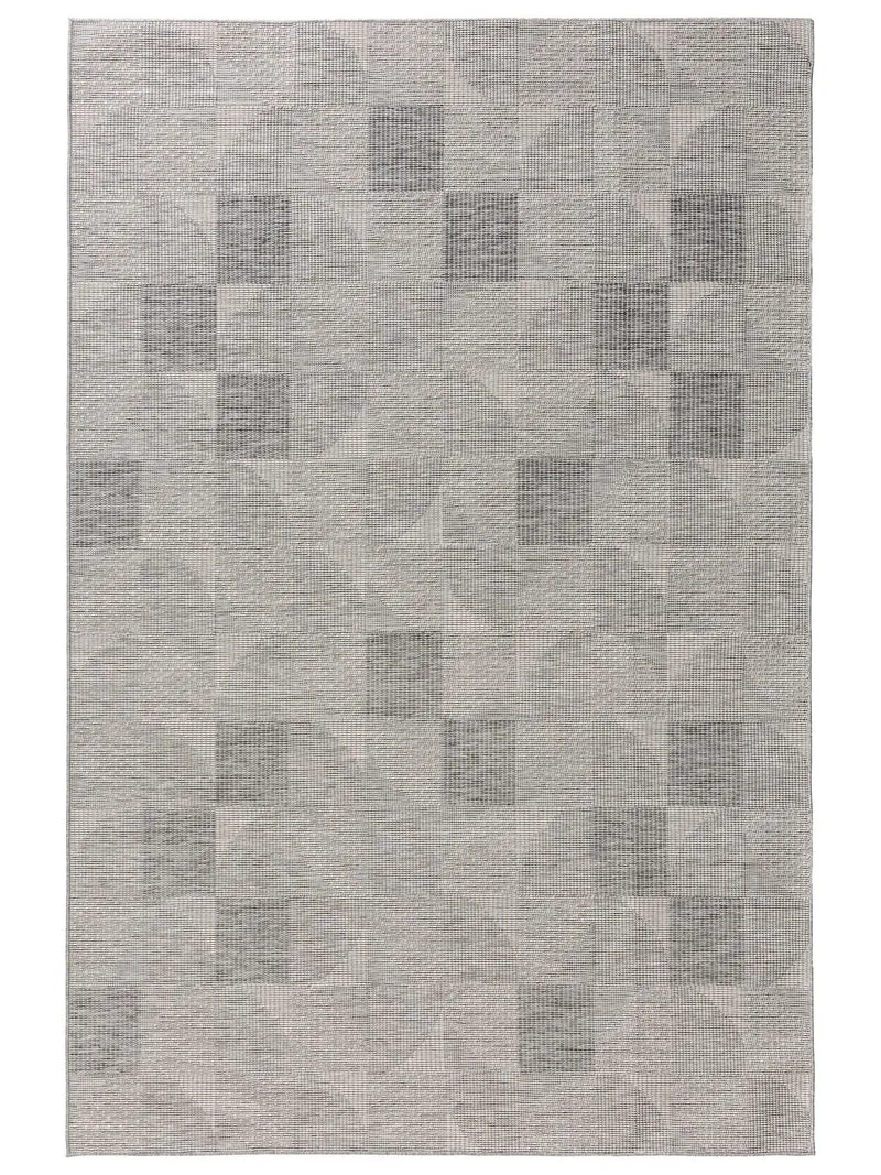 Tapis géométrique motif patchwork gris d'intérieur et d'extérieur 140x200 cm