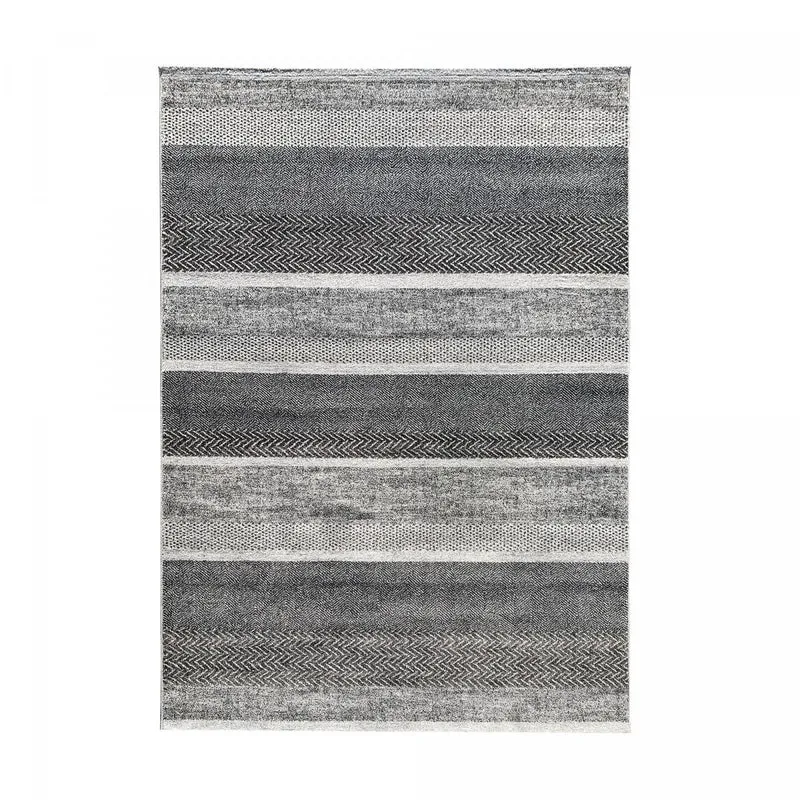 Tapis Gris Rayures Stripa 120x170 cm – Jadorel