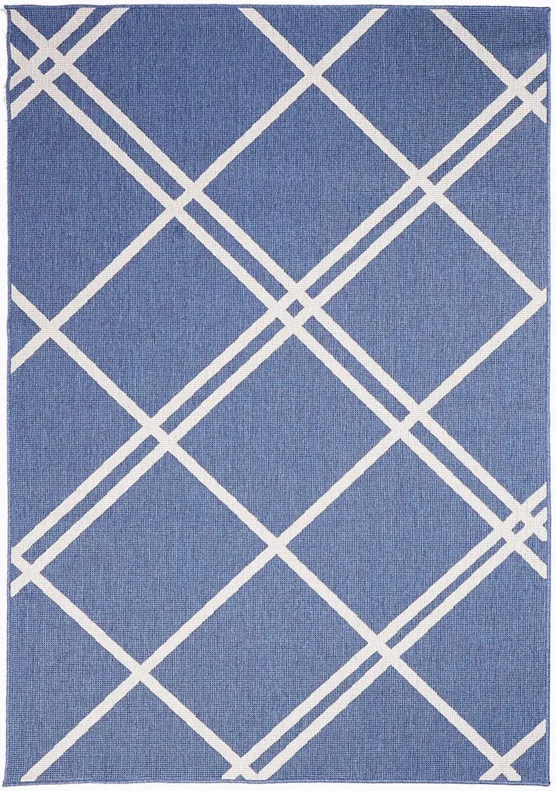 Tapis Extérieur réversible Bleu Contemporain DOUBLINE