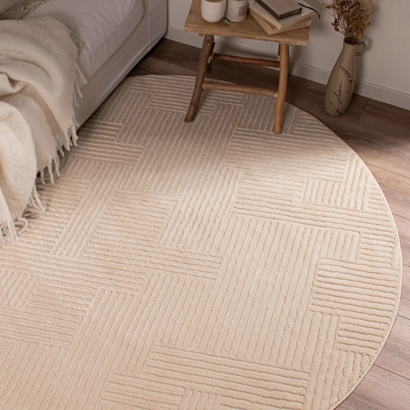 BIANCA - Tapis rond salon moderne crème - BIA160CRE