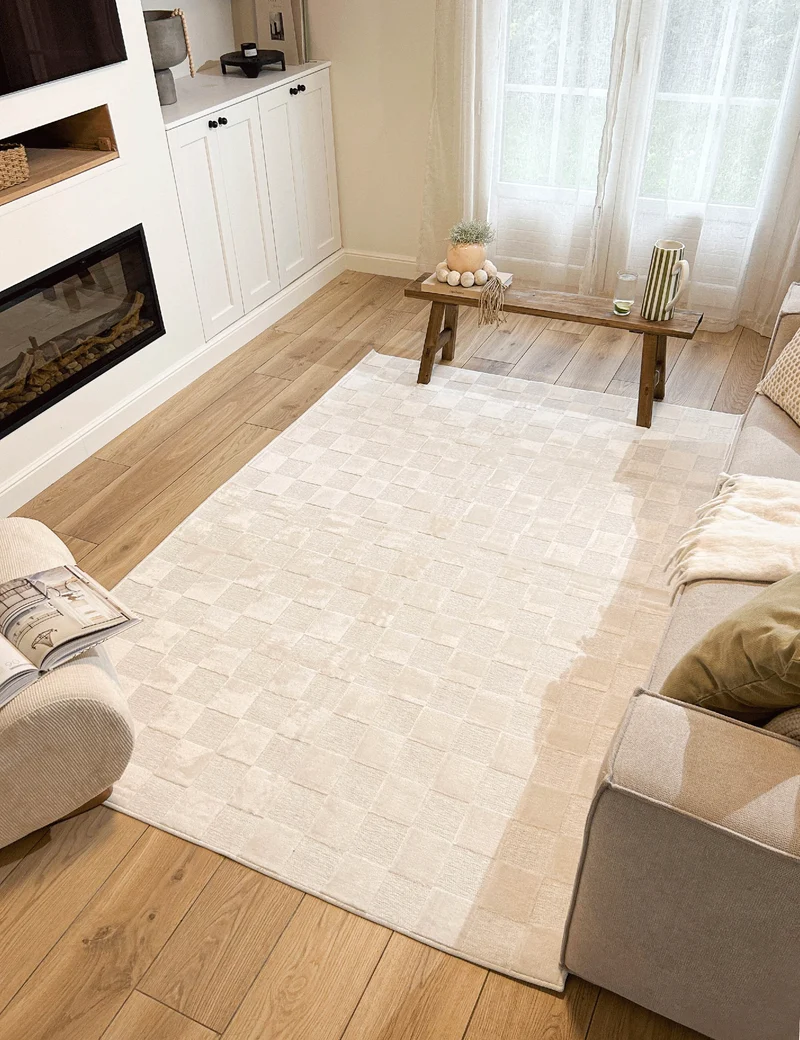 GARDEN - Tapis d'intérieur et extérieur blanc à motif damier - GAR1036BLA