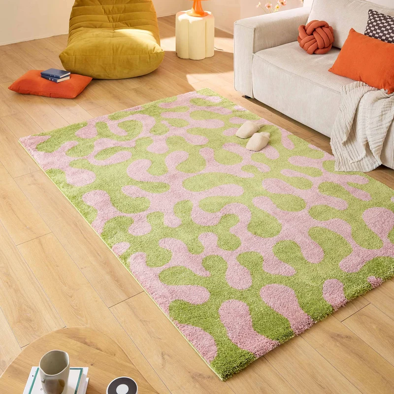 GROOVY - Tapis salon vintage vert - GRO384VER