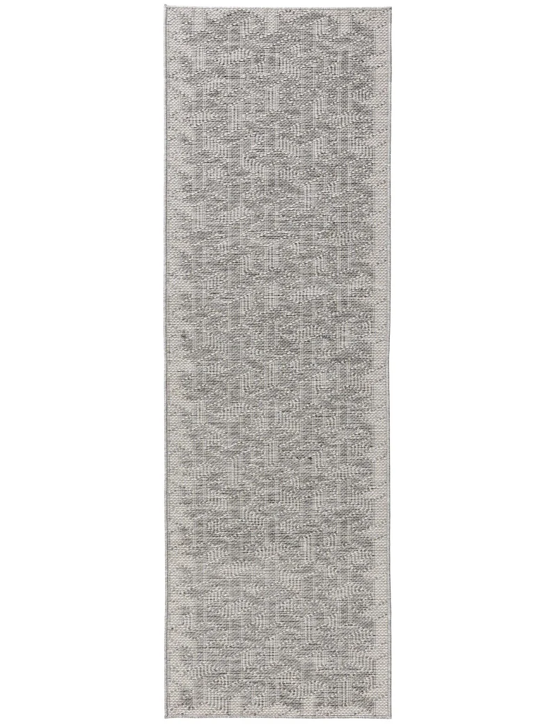 Tapis géométrique motif 3d de couloir gris d'intérieur et d'extérieur 80x250 cm
